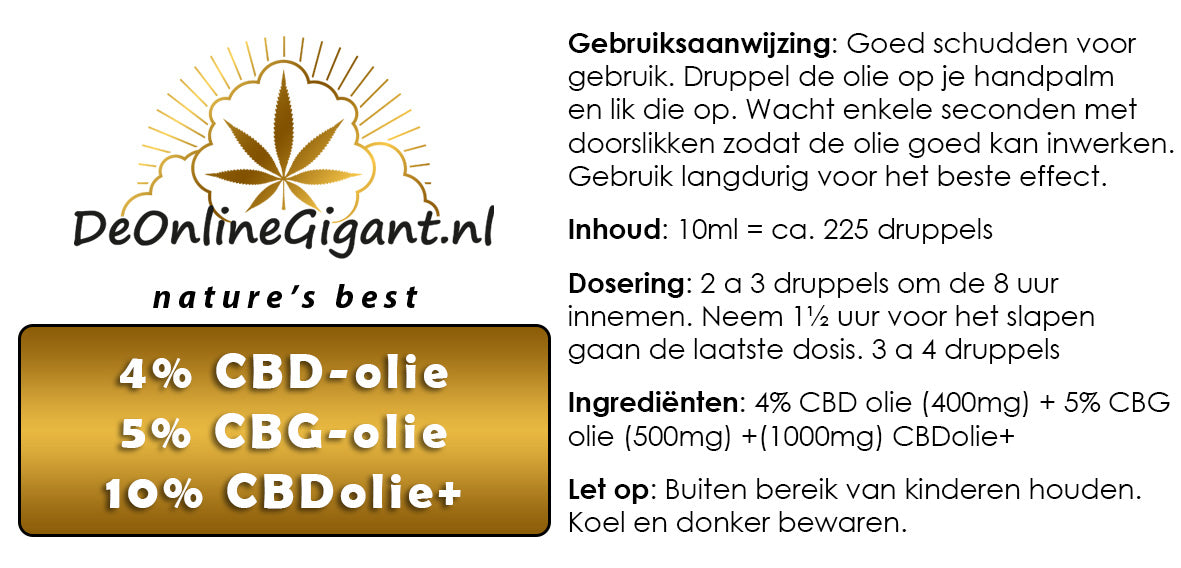 CBD olie exellent (3in1) 4% / 5% CBG+10% CBDolie+