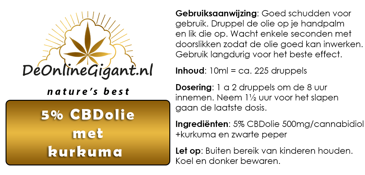 CBD 5%-kurkuma 10ml met zwarte peper en geelwortel
