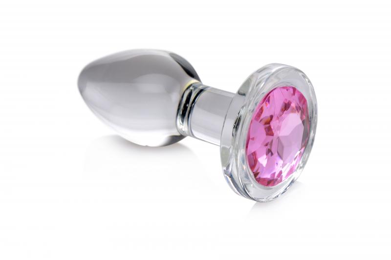 Pink Gem Anaalplug Van Glas Met Steentje - Medium