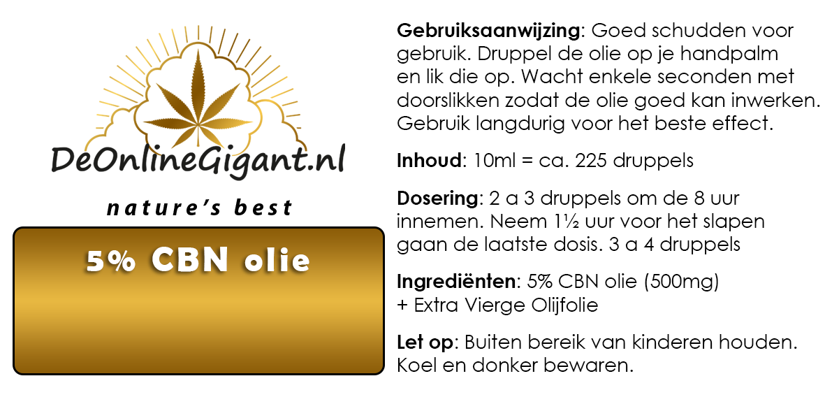 CBN 5% 10ml - 5% Cannabinol verdund met Olijfolie