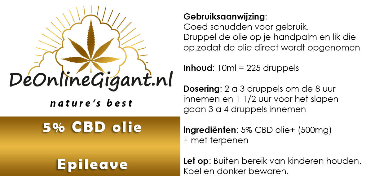 5% CBD Olie Terps Epileave + 3% terpenen tegen Epilepsie/ ADHD / PTSS