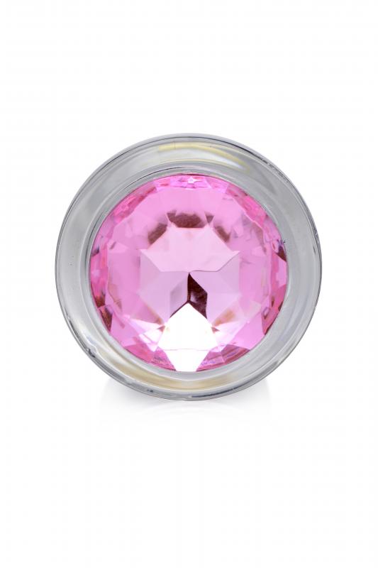 Pink Gem Anaalplug Van Glas Met Steentje - Medium