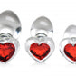 Red Heart Gem Anaalplug Set Van Glas