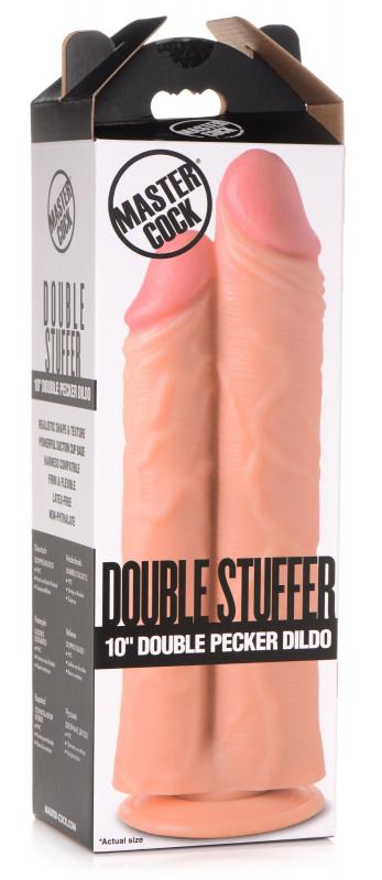 Double Stuffer Dubbele Dildo 25 cm - Beige