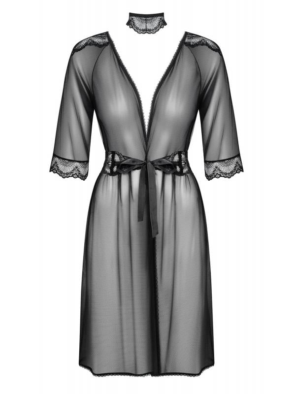 Lucita Transparante Kimono Met Choker - Zwart